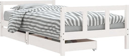 vidaXL - Kinderbedframe - met - lades - 90x190 - cm - massief - grenenhout - wit