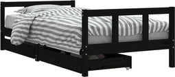 vidaXL - Kinderbedframe - met - lades - 90x190 - cm - massief - grenenhout - zwart