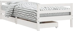vidaXL - Kinderbedframe - met - lades - 90x190 - cm - massief - grenenhout - wit