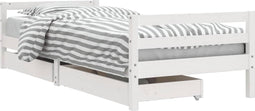 vidaXL - Kinderbedframe - met - lades - 90x200 - cm - massief - grenenhout - wit