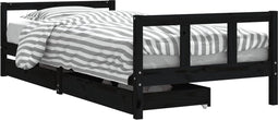 vidaXL - Kinderbedframe - met - lades - 90x200 - cm - massief - grenenhout - zwart