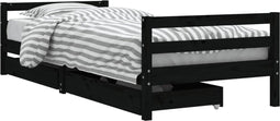 vidaXL - Kinderbedframe - met - lades - 90x200 - cm - massief - grenenhout - zwart
