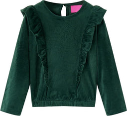 vidaXL-Kinderblouse-met-ruches-140-donkergroen
