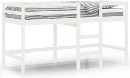 vidaXL - Kinderhoogslaper - met - ladder - 80x200 - cm - massief - grenenhout - wit
