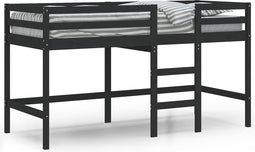 vidaXL - Kinderhoogslaper - met - ladder - 90x190 - cm - massief - grenenhout - zwart