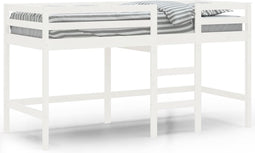 vidaXL - Kinderhoogslaper - met - ladder - 90x200 - cm - massief - grenenhout - wit