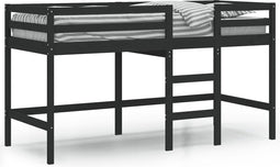 vidaXL - Kinderhoogslaper - met - ladder - 90x200 - cm - massief - grenenhout - zwart
