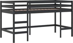 vidaXL - Kinderhoogslaper - met - ladder - 90x200 - cm - massief - grenenhout - zwart