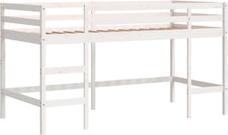 vidaXL - Kinderhoogslaper - met - ladder - 90x200 - cm - massief - grenenhout - wit