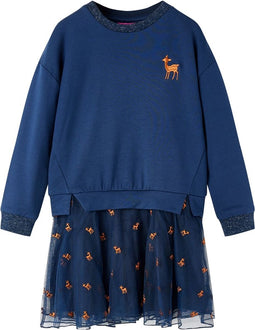 vidaXL-Kinderjurk-met-lange-mouwen-104-marineblauw