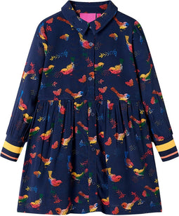 vidaXL-Kinderjurk-met-lange-mouwen-104-marineblauw