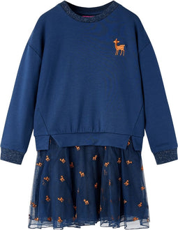 vidaXL-Kinderjurk-met-lange-mouwen-116-marineblauw