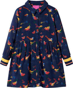 vidaXL-Kinderjurk-met-lange-mouwen-116-marineblauw
