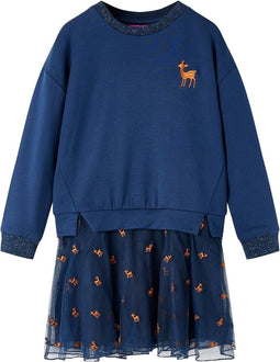 vidaXL-Kinderjurk-met-lange-mouwen-128-marineblauw