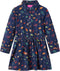 vidaXL-Kinderjurk-met-lange-mouwen-blaadjesprint-140-marineblauw