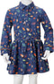 vidaXL-Kinderjurk-met-lange-mouwen-blaadjesprint-140-marineblauw