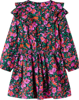 vidaXL-Kinderjurk-met-lange-mouwen-bloemenprint-92-felroze