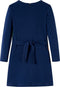 vidaXL-Kinderjurk-met-lange-mouwen-kattenprint-104-marineblauw