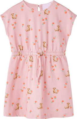 vidaXL-Kinderjurk-met-trekkoord-puppy's-en-fruitprint-92-lichtoranje