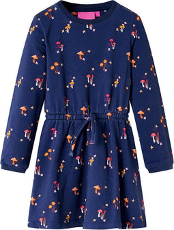 vidaXL-Kinderjurkje-met-paddenstoelenprint-128-marineblauw