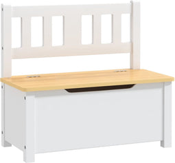 vidaXL Kinderopbergbankje 60x30x55 cm MDF wit en beige