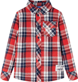 vidaXL-Kinderoverhemd-geruit-116-rood-en-marineblauw