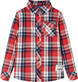 vidaXL-Kinderoverhemd-geruit-92-rood-en-marineblauw