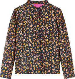 vidaXL-Kinderoverhemd-met-bandkraag-bloemenprint-92-marineblauw