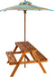 vidaXL - Kinderpicknicktafel - met - parasol - 79x90x60 - cm - massief - acaciahout
