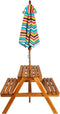vidaXL - Kinderpicknicktafel - met - parasol - 79x90x60 - cm - massief - acaciahout