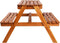 vidaXL - Kinderpicknicktafel - met - parasol - 79x90x60 - cm - massief - acaciahout