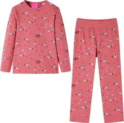 vidaXL - Kinderpyjama - met - lange - mouwen - 116 - oudroze