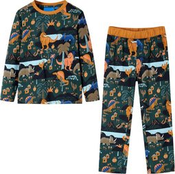 vidaXL - Kinderpyjama - met - lange - mouwen - 128 - donkergroen