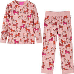 vidaXL - Kinderpyjama - met - lange - mouwen - 128 - lichtroze