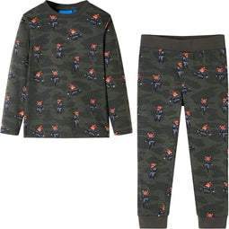 vidaXL - Kinderpyjama - met - lange - mouwen - 140 - kakikleurig