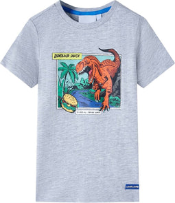 vidaXL-Kindershirt-dinosaurusprint-128-grijs