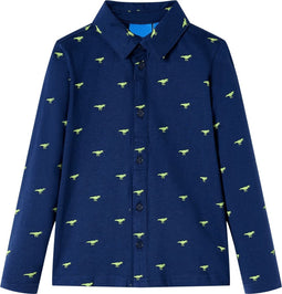 vidaXL-Kindershirt-dinosaurusprint-128-marineblauw