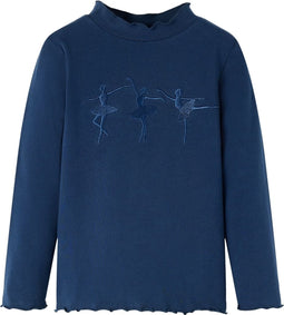 vidaXL-Kindershirt-lange-mouwen-ballerinaprint-116-marineblauw