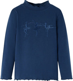 vidaXL-Kindershirt-lange-mouwen-ballerinaprint-128-marineblauw