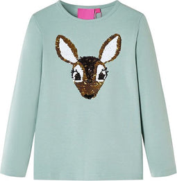 vidaXL-Kindershirt-lange-mouwen-hert-van-pailletten-140-middelmintkleurig