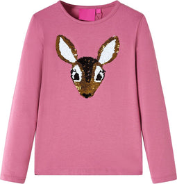 vidaXL-Kindershirt-lange-mouwen-hert-van-pailletten-92-frambozenkleurig