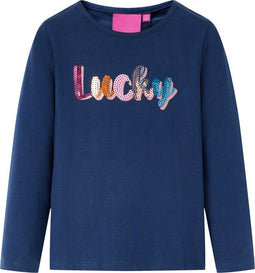 vidaXL-Kindershirt-lange-mouwen-met-woord-in-pailletten-92-marineblauw