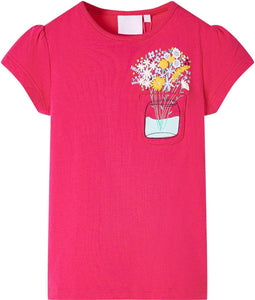 vidaXL-Kindershirt-met-bloemenprint-128-felroze