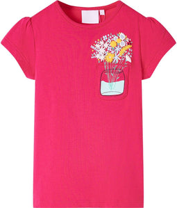 vidaXL-Kindershirt-met-bloemenprint-140-felroze