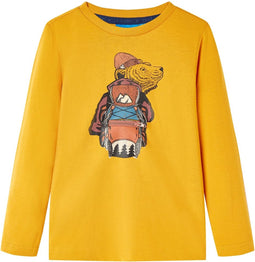 vidaXL-Kindershirt-met-lange-mouwen-116-okerkleurig