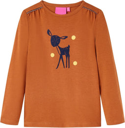 vidaXL-Kindershirt-met-lange-mouwen-128-cognackleurig