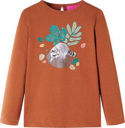 vidaXL-Kindershirt-met-lange-mouwen-128-cognackleurig