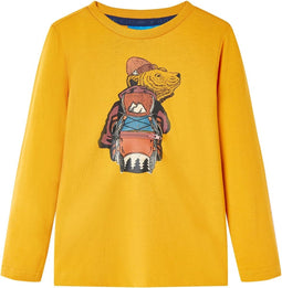 vidaXL-Kindershirt-met-lange-mouwen-128-okerkleurig