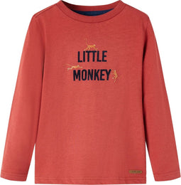 vidaXL-Kindershirt-met-lange-mouwen-aapjesprint-104-roodbruin