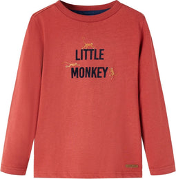 vidaXL-Kindershirt-met-lange-mouwen-aapjesprint-116-roodbruin